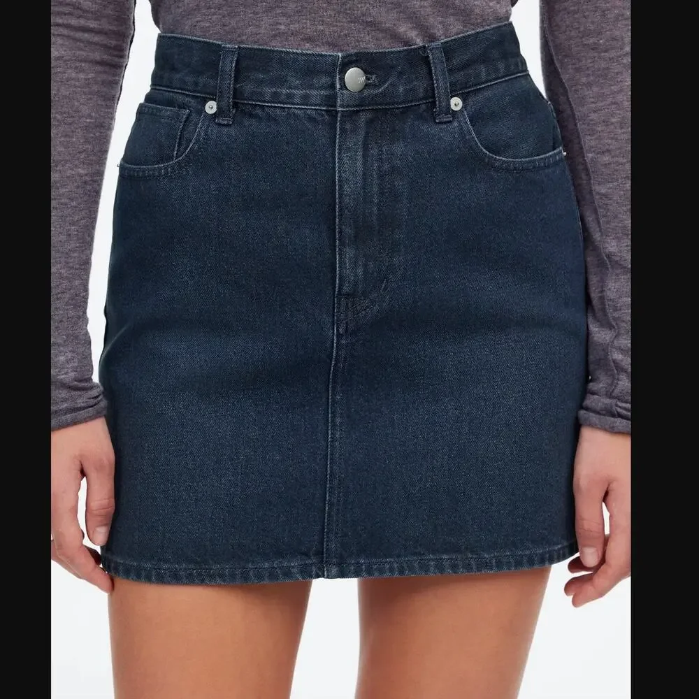 90s vintage style Madewell Denim Mini Skirt Hodgeman Wash size 32 NWT cotton - Picture 2 of 10